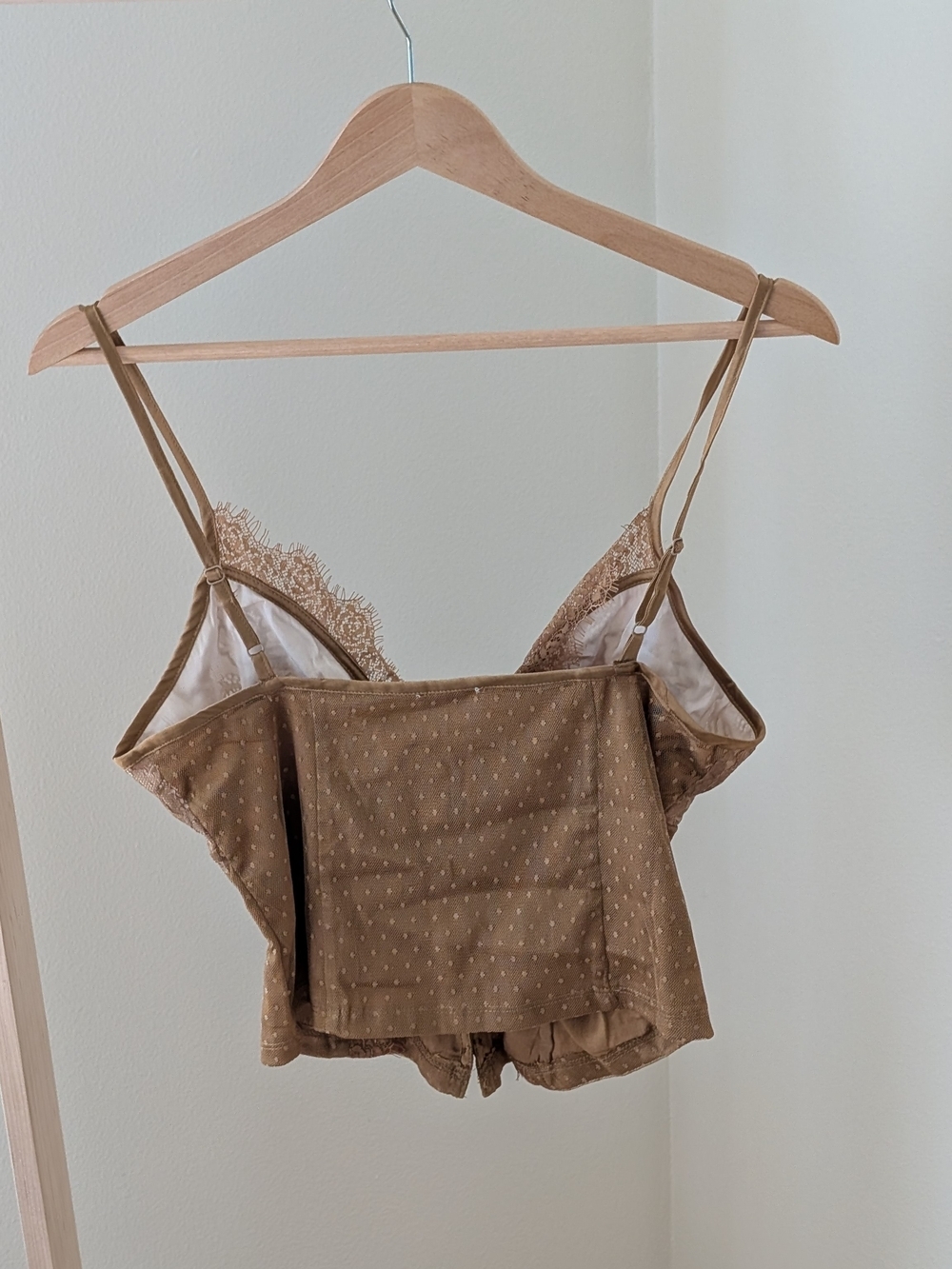 NEW Free People Intimately See Me Now Lace-Trim Corset Cami in Cognac Brown - S - Picture 7 of 9